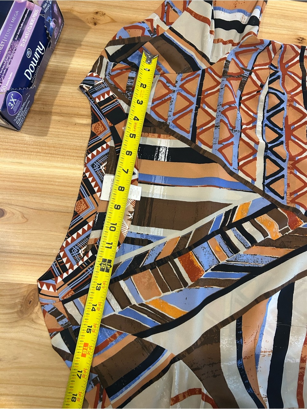 Chico's Geometric Print V-Back Blouse in Orange, Blue and Cream Size 1 - Picture 7 of 10